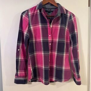 Tommy Hilfiger Pink and Navy Plaid Shirt